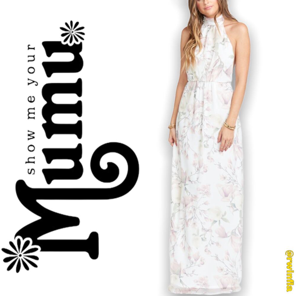 Show Me Your Mumu Dress High Collar Low Back Maxi Garden Party Wedding Size XS